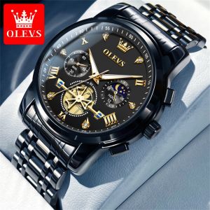 OLEVS | OLEVS Quartz Mens Watch Luxury Brand Waterproof Multi functional Lunar Phase Chronograph Code Watch Business Classic Men Watch