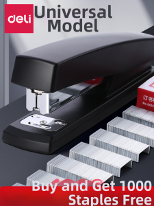 deli | Deli Heavy-Duty Metal Stapler Large Office Supplies Small Size Book Stapler Miniature Student Thick Book Stapler Multi-Function Home Binding