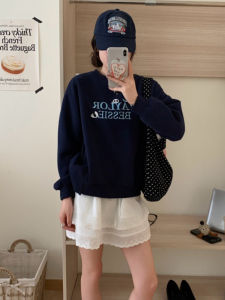 2024 Autumn New Style Womens round Neck Sweatshirt Pure Cotton Long Sleeve Oversized Comfortable Casual Fashion Top