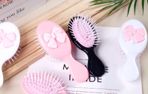 Portable Folding Airbag Comb Cute Bow Mirror Massage Air Cushion Comb Anti-static Mini Pocket Hair Brush for Women Gift