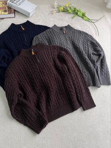 Xanvas | Floral Cable Stitched Half-Zip Sweater High-Grade Australian Wool Casual Wear