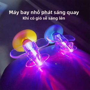 Đồ Trang Trí Máy Bay Nhỏ Phát Sáng Chạy Bằng Gió Với Đèn LED Sáng Cho Ô Tô Xe Máy Xe Đạp Điện