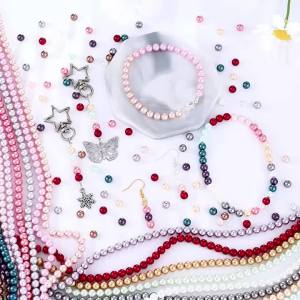 6mm Round Glass Pearl Beads Glass Round Tiny Craft Loose Spacer Beads for DIY Craft Necklaces Bracelets Jewelry Making