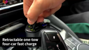 C1 4in1 Universal Retractable Car Charger with Lightning Type-C Micro USB Fast Charging Tangle-free