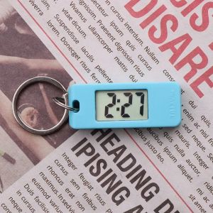 Digital LED Keychain Clock Tiny Pocket Electronic Watch Lightweight Time Reminder for Student Keyring Backpack Decor