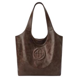 Cassile Womens Vest Tote Bag Plant-Tanned Top-Layer Cowhide Retro Brown Large Capacity Single Shoulder Commuter Bag