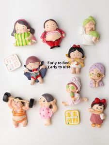 Cute Cartoon Character Magnetic Stickers Creative Home Decor Fridge Decals Iron Patches 3D Stereoscopic Little Girl Patches