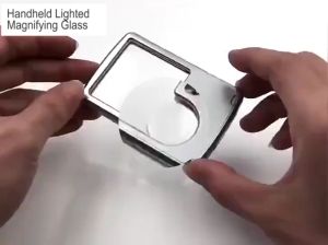 6X Reading Magnifying Glass With LED Rectangular Handheld Magnifie With Cover