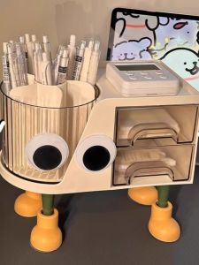 Large Capacity Rotating Pen Holder Creative Desk Organizer Box Office Luxury High End Storage Shelf Home Office Supplies