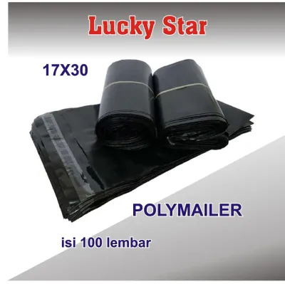 Plastik Packing Polymailer Olsop + Lem Hitam HD ( 17x30 cm 1 Gulung isi 100 pcs )
