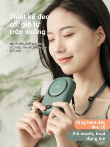 Quạt Cổ Cầm Tay USB Mini Không Dây Không Cánh Ngoài Trời Sạc Pin Nhựa Phong Cách Cổ Treo Thời Gian Sử Dụng 5 Giờ