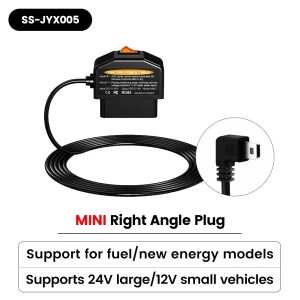 Car OBD Power Cable for Fuel/new Energy Models 24V Large/12V Small Vehicles with Type-C / Mini Micro Right Angle Plug Dual Mode