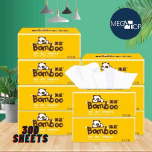 MEGATOP 300 Sheets Essential Multifold Paper Towels Facial Tissue from All Natural Bamboo Yellow
