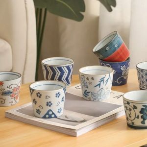 200ML Japanese Ceramic Hand-painted Mug Coffee Cup Drinking Cup Bottom Anti-slip Wide Mouth Cup Pastoral Home Casual Tea Cup