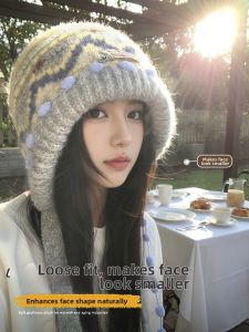 JIFANPAUL | Faiisle Style Retro Knitted Cap Warm Cold-resistant Earmuff