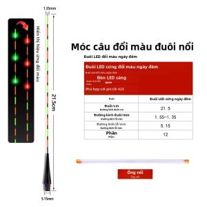 1 Đèn LED Cảm Biến Trọng Lực Đuôi Phao Với 1 Ống Đèn Có Thể Thay Đổi Màu Sắc Dạ Quang Điện Câu Cá Phụ Kiện Cho Câu Cá Đại Dương