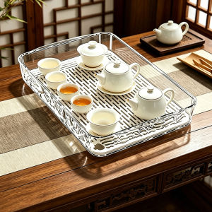 Transparent Drainage Tea Tray Long Rectangular Cup Stand