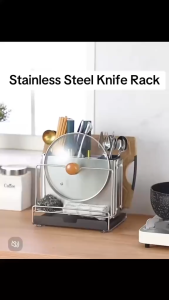 304 Stainless Steel Knife Rack Multi-Function Storage Rack Kitchen Knife Holder Storage Utensil Organizer Cutting Board Pot Lid Holder