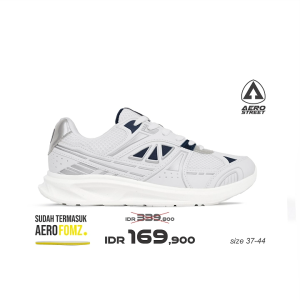 Aerostreet 37-44 Riven Putih Abu Biru Tua - Sepatu Sneakers Casual