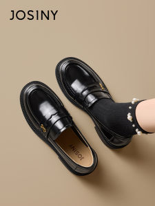 Josiny | Thick Heel British Style Easy Slip-On Loafers
