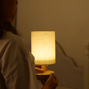 HavenHaven Art Desk Lamp Wood Finish LED Night Light. Stunning Lampshade for a Peaceful and Productive Space#TD001