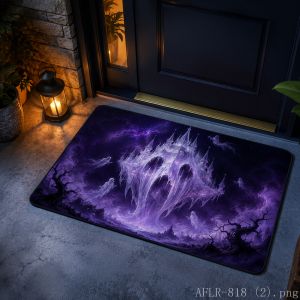 VIKAMA Ghost Castle Halloween Doormat Non Slip Indoor Outdoor Rug Dark Gothic Spooky Front Entrance Welcome Door Mat