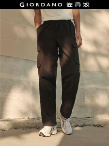 Giordano Mens Casual Workwear Pants Elastic Waist Loose Fit Long Trousers Youthful Vitality Style All Seasons Straight Leg