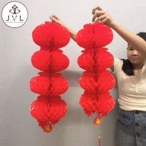 Chinese Lantern Red Honeycomb Hanging Decoration Chinese New Year Spring Festival Lucky Fu Decor for Home Office Store
