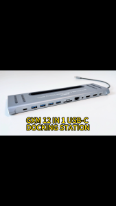GXM 12-in-1 USB-C Hub Docking Station Dual HDMI 4K 60Hz 100W PD Gigabit Ethernet USB 3.0 SD/TF Card Reader Audio 3.5mm