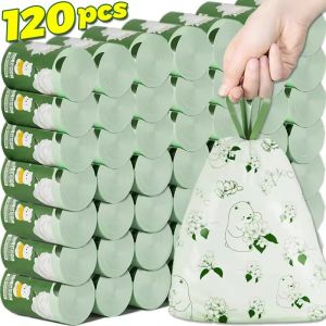 ถุงใส่ขยะเชือกผูก120ชิ้นของใช้ในครัวเรือนห้องครัวห้องน้ำถังขยะซับในแบบใช้แล้วทิ้งถุงขยะหอพักนักเรียนถุงใส่ขยะ