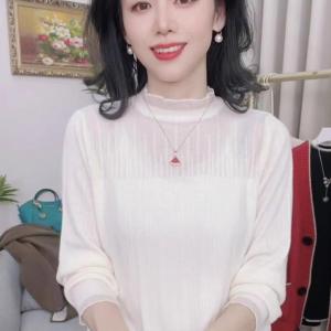 Spring 2025 Womens Knitted Lace Long Sleeve round Neck Base Shirt Sweater Top Fashionable Versatile Commute Slim Fit Cashmere