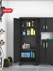 Keter Detroit High-End Plastic Storage Cabinet for Indoor Balcony Bathroom Double Door Organizer with Environment-Friendly Material