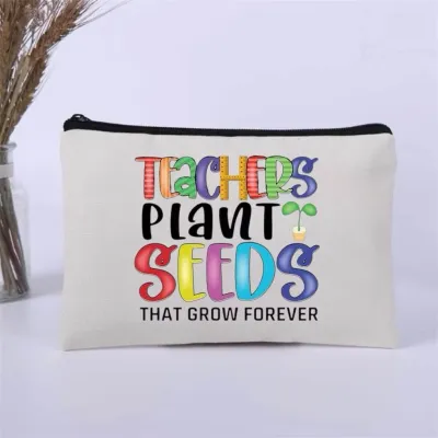 SG Teacher Canvas Pouch Teacher Pencil Storage Bags Makeup Bags Travel Toiletry Bags Teacher‘s Day Gift