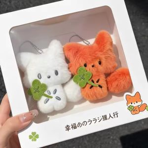 Cute Little Fox Keyring White Fox Plush Toy Keyring Super Cute Little Nose Backpack Charm Comfort Toy
