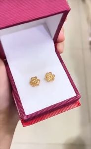 Anting emas asli kadar 70 16k bunga clover lucky paku cucuk tusuk duduk kerabu stud
