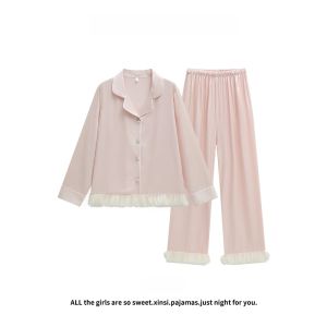 MiiOW | Áo ngủ lụa băng mùa hè cho nữ MiiOW Áo len cardigan dài tay thoáng khí Áo chui đầu dài tay Quần áo mặc nhà