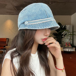 Women Cotton Fisherman Hat Bucket Hats Summer Sunscreen Panama Denim Fabric Sunbonnet Outdoor Casual Fisherman Hat Beach Cap