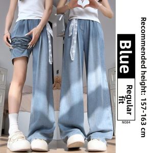 XIANYIJIAO | Soft Tencel Icy Thin Summer Large Size Loose Straight Leg High Waist Petite Culottes