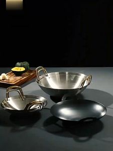 FH-C1212 Wajan Penggorengan Stainless Steel Gagang Gold Anti Lengket / Kuali Katel Premium Quality