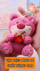 Móc Khóa Gấu Dâu Nhồi Bông Cute Siêu Đáng Yêu Quà Tặng Xinh Xắn Treo Balô Túi Xách - kinakid
