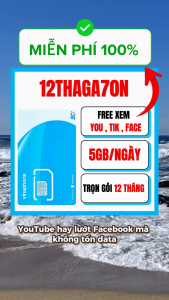 Sim Data Vinaphone 4G 5G 12THAGA70N Dùng 12 Tháng Tặng 5GB/ngày Miễn Phí MXH Dùng Cho Mọi Thiết Bị | FREESHIP - CHƯA KÍCH HOẠT