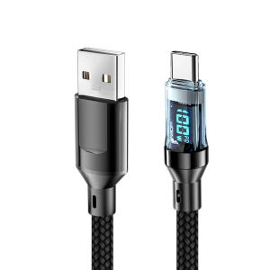 Cáp Sạc Nhanh Oozcc 120W MAX 6A Có Màn Hình LCD USB-A Sang Type-C PD Chất Liệu Nylon Hỗ Trợ Truyền Dữ Liệu Cho Samsung & Pho