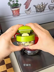 【Product Lab】SG Ready Stock One Press Garlic Chopper with Storage Container Manual Garlic Press for Kitchen Easy Convenient