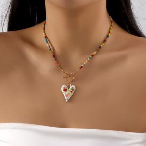 Thời Trang Nữ Nhiều Màu Sắc Hạt Trái Tim Vòng Cổ Vintage Pha Lê Zircon Thổ Nhĩ Kỳ May Mắn Mắt Dây Kim Loại Choker Trang Sức Cho Đảng