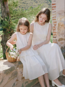 XIANGYING | White Parent-Child Coordinated Outfit Summer Dress Set