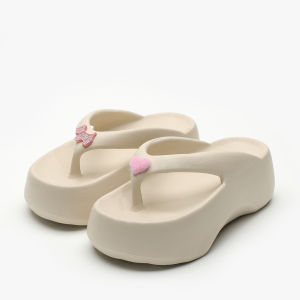น่ารัก ก้นหนาสําหรับสุภาพสตรี ฤดูร้อน 2024 Flip Flops ลำลอง รองเท้าแตะชายหาดเพิ่มความสูง กันลื่น วัสดุ Eva ระงับกลิ่นกาย