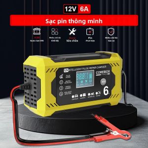 Sạc Ắc Quy Ô Tô Thông Minh 6A 12V Cho Ắc Quy Axit Chì AGM Gel Bảo Dưỡng Lưu Trữ Gia Đình Sửa Chữa Xung
