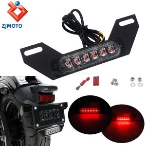 Đèn Hậu Biển Số Xe Máy LED Đa Năng B6 Đèn Phanh Báo Hiệu Cho Harley Honda Suzuki BMW Ducati - Khung Nhôm