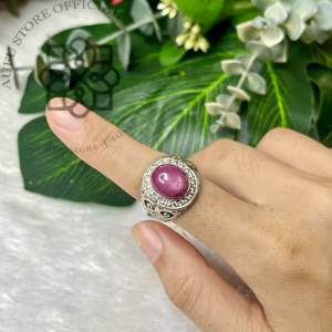 🔥แหวนทับทิมแท้ แหวนชายอัญมณีพลอยคัดเกรด เครื่องประดับของแท้ มีใบรับประกันดูแล AUFU