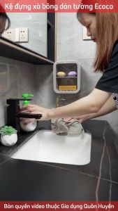 Hộp đựng xà bông ECOCO cao cấp Kệ để đồ nhà tắm đa năng kèm khay hứng nước không khoan tường mẫu mới